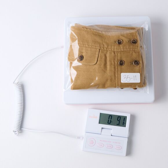 Vtg AK Anne Klein Skirt 8P Tan Cotton Button Front Minimalist Safari 90 Academia - Picture 8 of 8